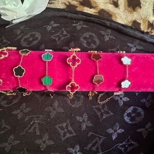 Quatrefoil Charm Chain Bracelets - Multicolor Enamel on Gold 3 for 25